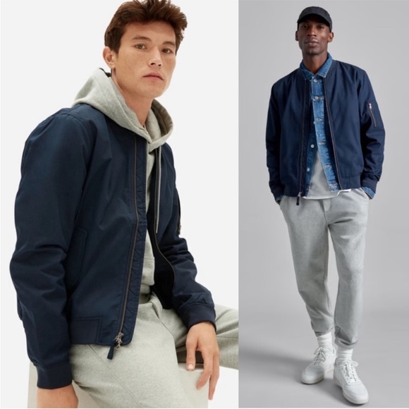Everlane Mens Uniform The Bomber Jacket Size Large NWT Deep Navy Blue - Picture 2 of 6